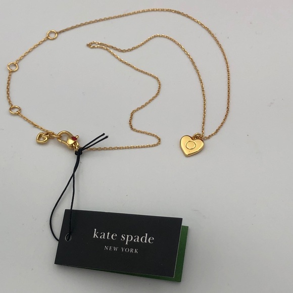 kate spade Jewelry - Kate Spade Adjustable Length Gold Color Heart Pendant Necklace New